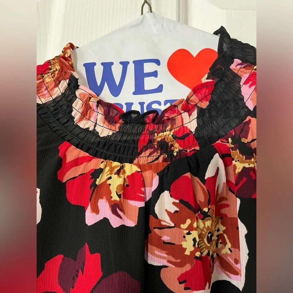 J. Crew XS ruffle neck and flutter sleeve top